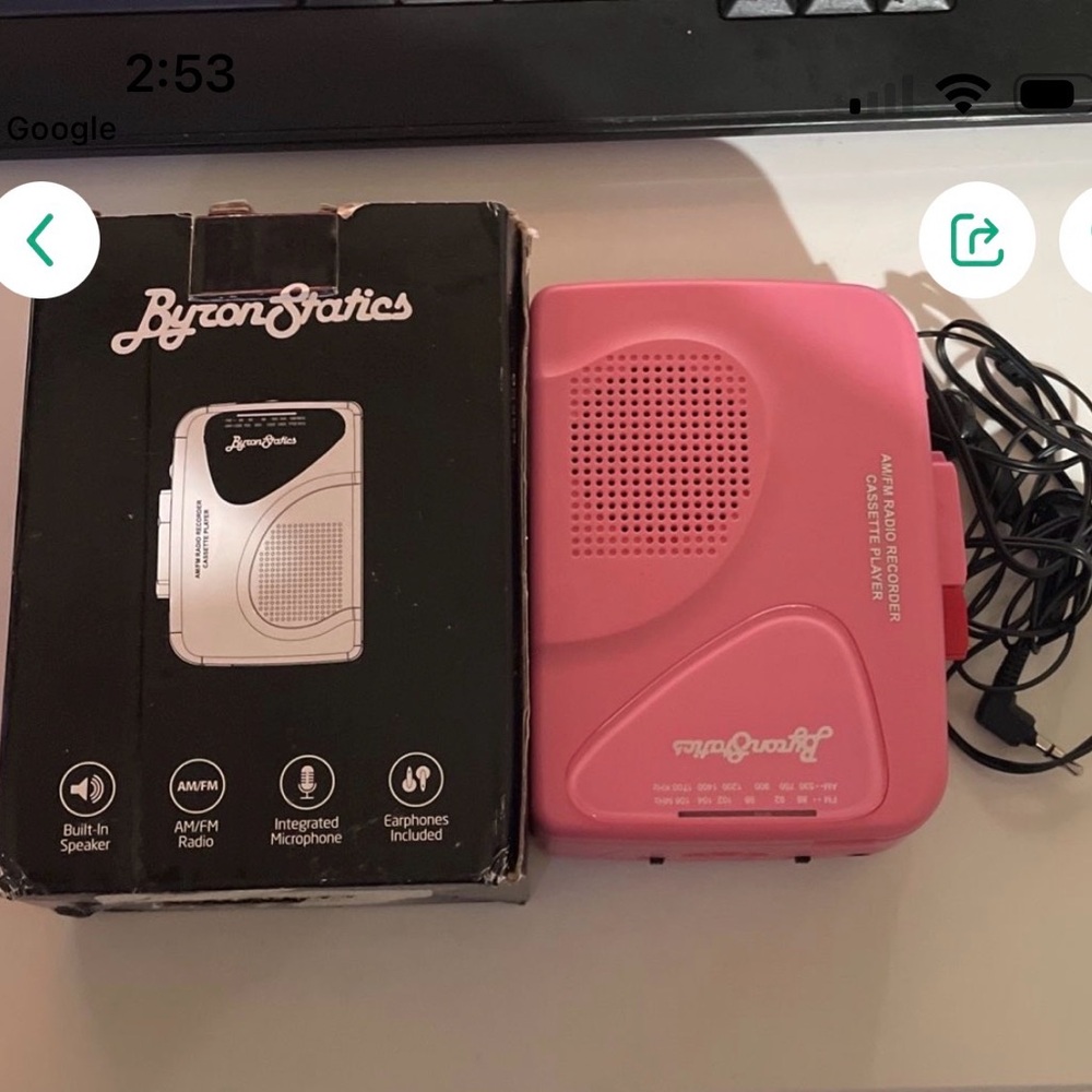 Byron Statics Pink Portable AM/FM Radio Cassette Player